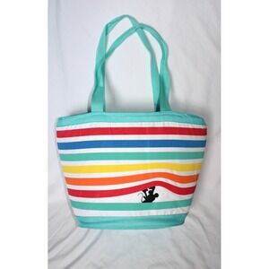 Disney Mickey Mouse Insulated Zip Cooler Tote Beach Picnic Bag Multicolor Stripe